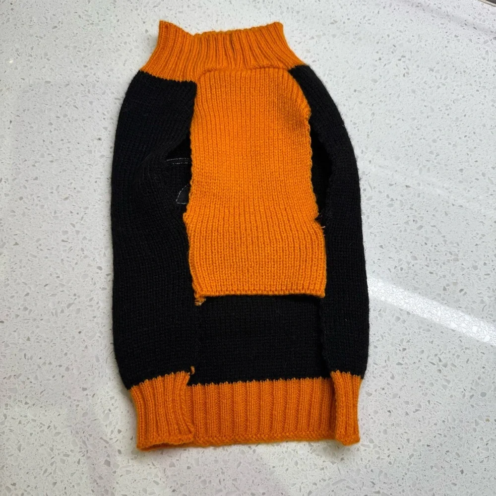 Halloween Dog Sweater with Pumpkin Design - Small